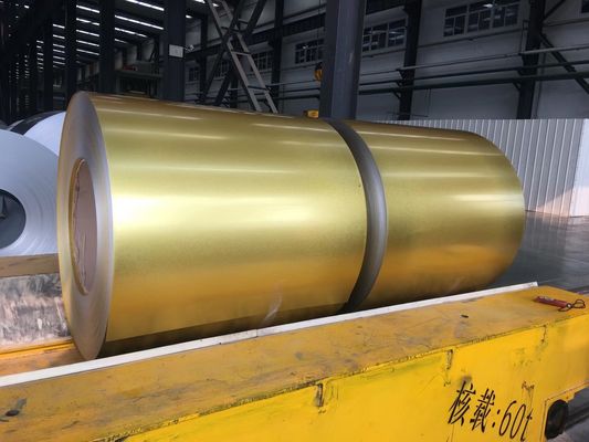 AZ70 Επιχρισμός Aluzinc Coil Golden AFP Galvalume Steel For Stone Coated Roof Tile A792M DX51D Κανονικό ελάχιστο σπαγκλ