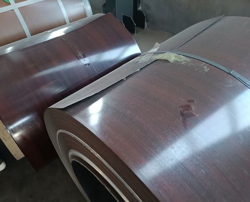 0.48mm Printech PPGI Τυπωμένο σχέδιο κόκκων ξύλου Σχεδιασμένα γαλβανισμένα τυλιγμένα χάλυβα Προσαρμοσμένα ανθεκτικά στην διάβρωση